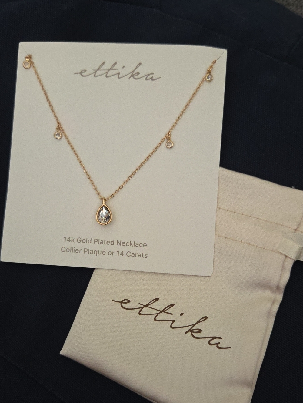 NWT ettika 14k Gold Plated Dripping In Crystals Drop Necklace